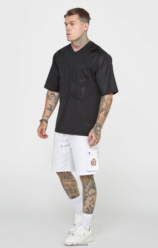 SikSilk לבוש 008V2F402 חולצת טי שחורה עם שרוולים קצרים אוברסייז גברים