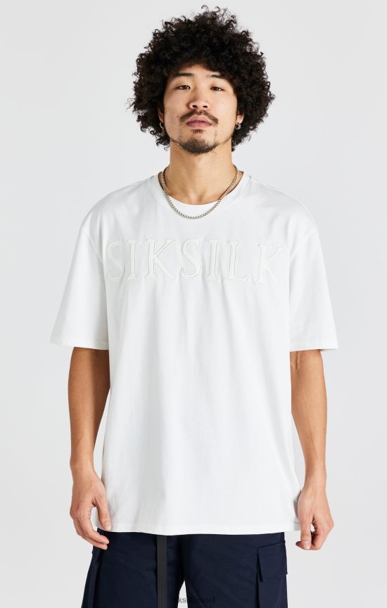 SikSilk לבוש 008V2F404 חולצת טי עם לוגו אוברסייז ecru גברים