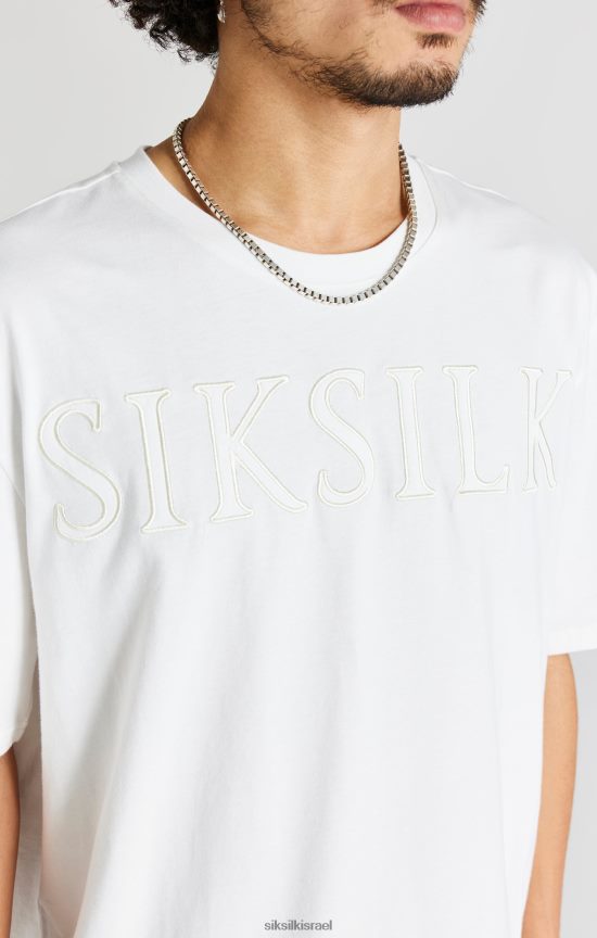 SikSilk לבוש 008V2F404 חולצת טי עם לוגו אוברסייז ecru גברים