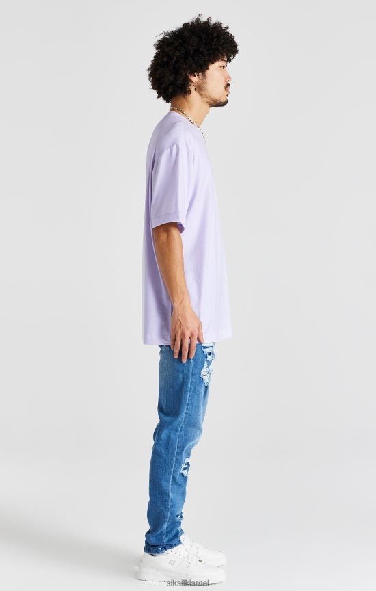 SikSilk לבוש 008V2F405 חולצת טי עם שרוולים קצרים בהדפס סגול גברים