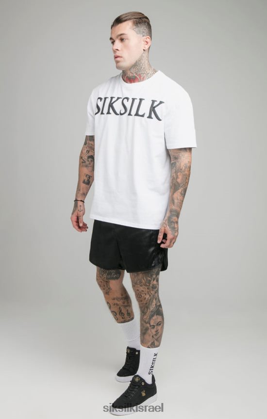 SikSilk לבוש 008V2F406 חולצת טריקו לבנה בגזרה רגועה גברים