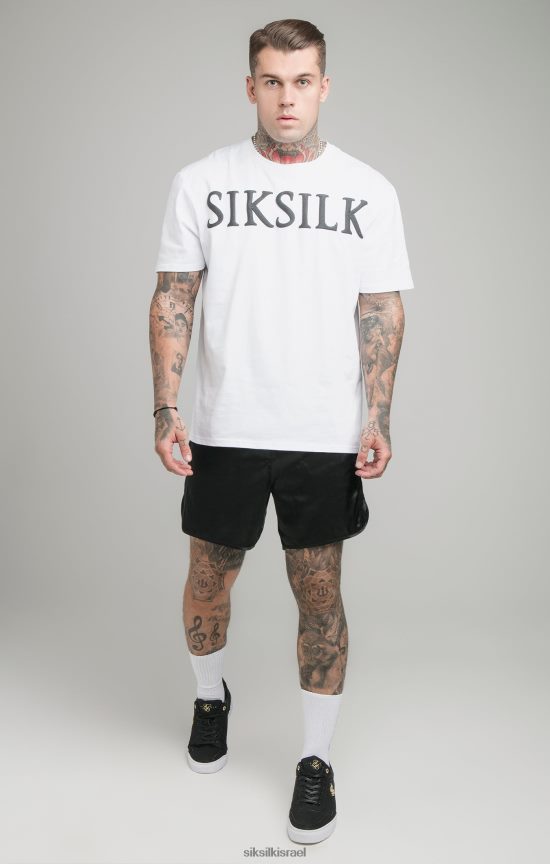 SikSilk לבוש 008V2F406 חולצת טריקו לבנה בגזרה רגועה גברים
