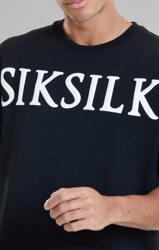 SikSilk לבוש 008V2F407 חולצת טריקו שחורה בגזרה רגועה גברים