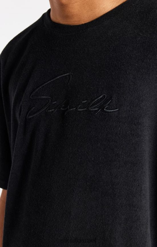 SikSilk לבוש 008V2F408 חולצת טי אוברסייז שחורה מגבות גברים