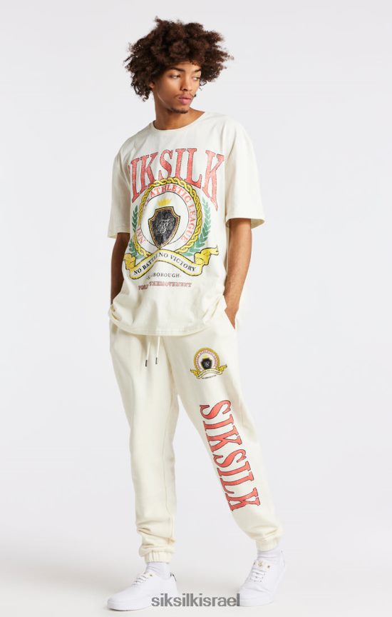 SikSilk לבוש 008V2F409 חולצת טי אוברסייז בהדפס ecru varsity גברים