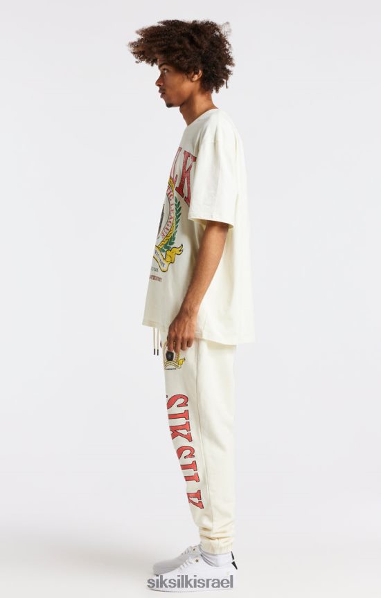 SikSilk לבוש 008V2F409 חולצת טי אוברסייז בהדפס ecru varsity גברים