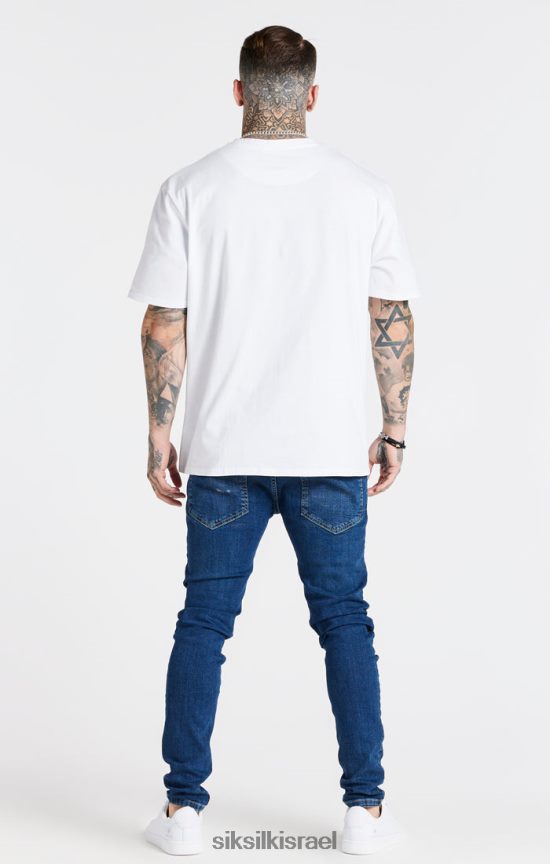SikSilk לבוש 008V2F410 חולצת טי אוברסייז לבנה גברים