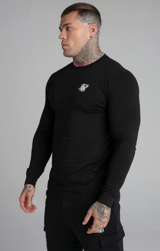 SikSilk לבוש 008V2F412 סווטשירט חיוני שחור גברים