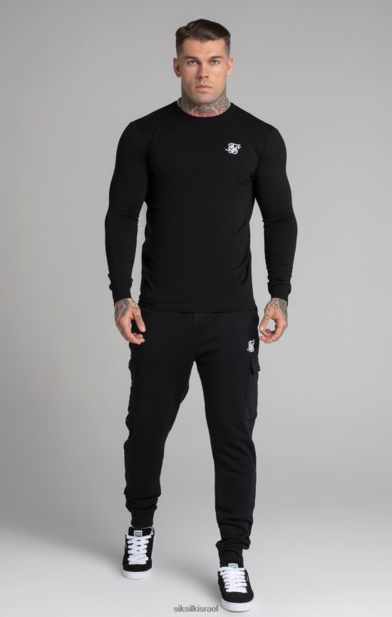 SikSilk לבוש 008V2F412 סווטשירט חיוני שחור גברים