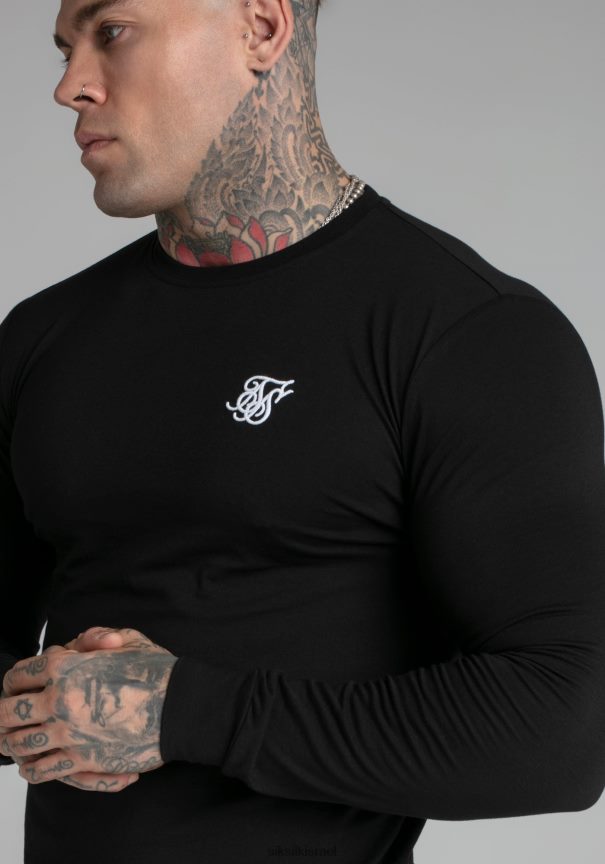 SikSilk לבוש 008V2F412 סווטשירט חיוני שחור גברים