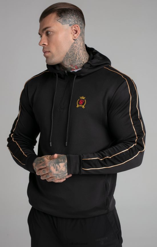 SikSilk לבוש 008V2F413 קפוצ'ון שחור עם רוכסן גברים
