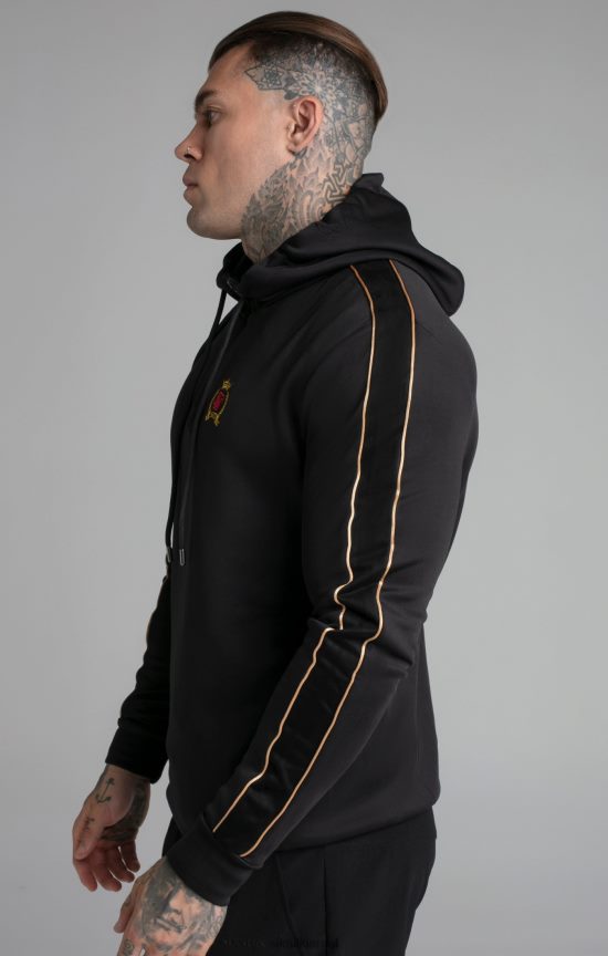 SikSilk לבוש 008V2F413 קפוצ'ון שחור עם רוכסן גברים