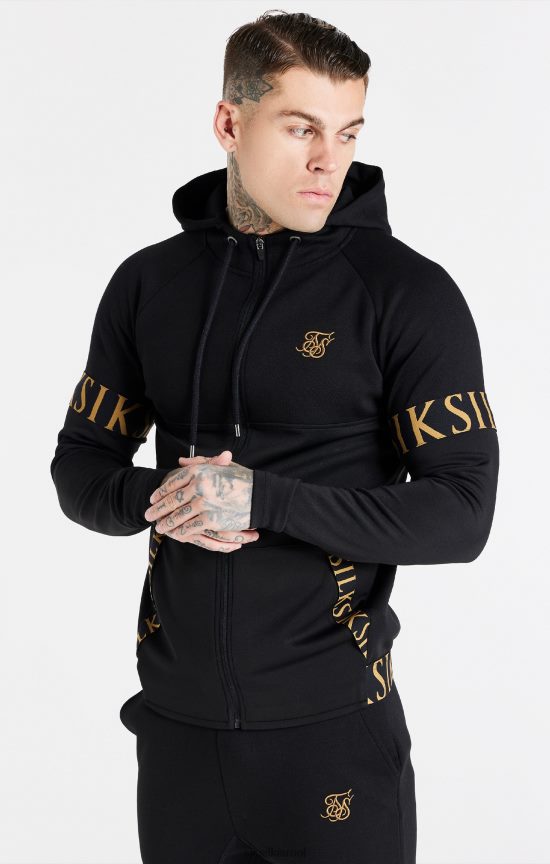 SikSilk לבוש 008V2F416 קפוצ'ון שחור דינמי עם רוכסן גברים