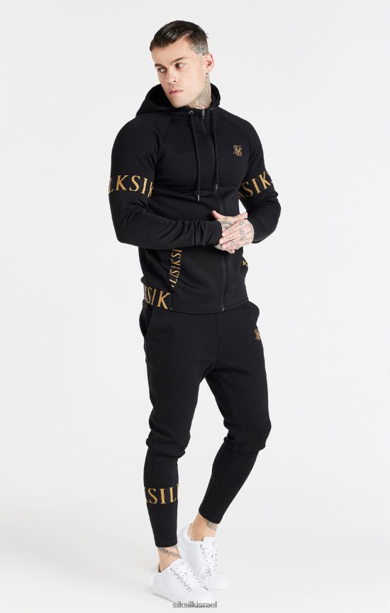 SikSilk לבוש 008V2F416 קפוצ'ון שחור דינמי עם רוכסן גברים