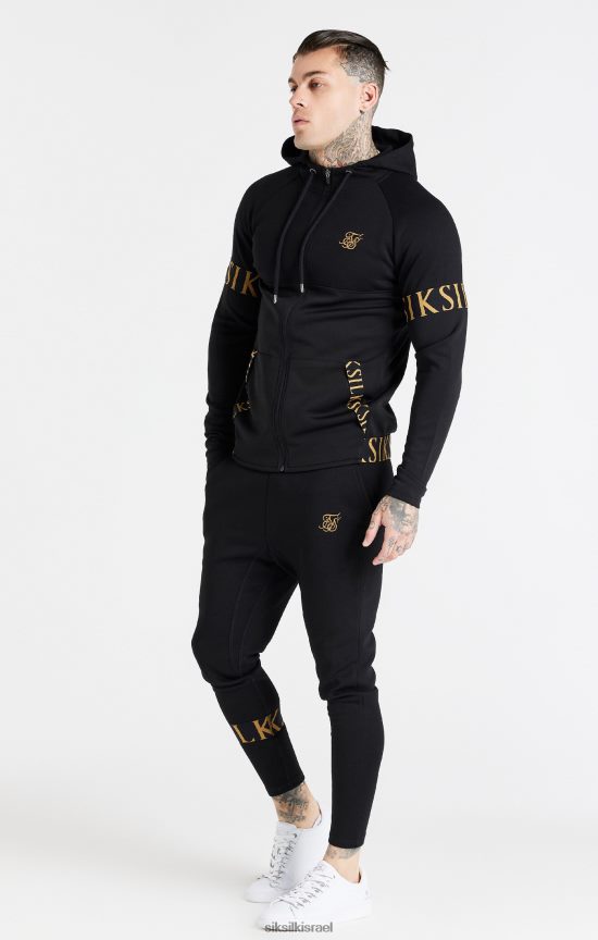 SikSilk לבוש 008V2F416 קפוצ'ון שחור דינמי עם רוכסן גברים