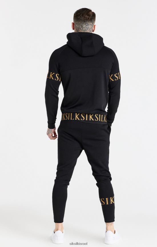 SikSilk לבוש 008V2F416 קפוצ'ון שחור דינמי עם רוכסן גברים