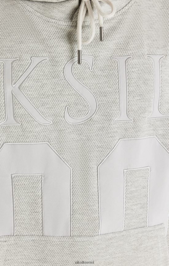 SikSilk לבוש 008V2F417 קפוצ'ון 89 בעל מרקם עילית - חוואר אפור גברים