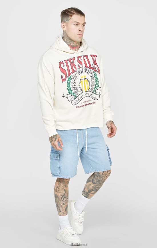 SikSilk לבוש 008V2F419 קפוצ'ון אוברסייז בהדפס יום השנה ecru varsity גברים