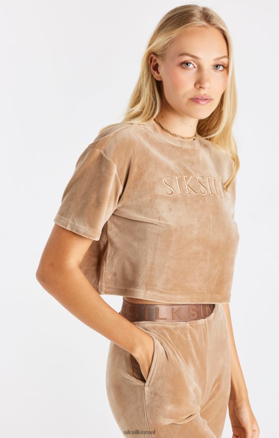 SikSilk לבוש 008V2F42 חולצת טריקו קצוצה קטיפה זהב נשים