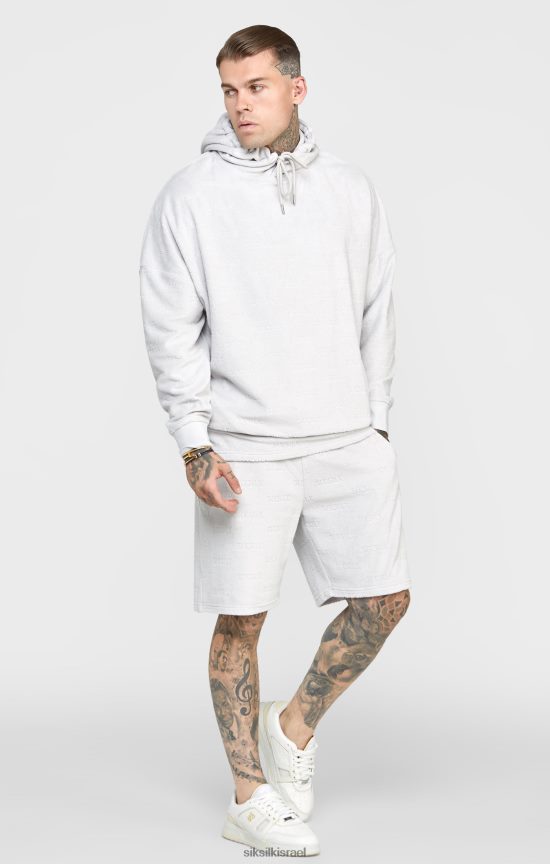SikSilk לבוש 008V2F420 קפוצ'ון אוברסייז מגבת אפורה גברים