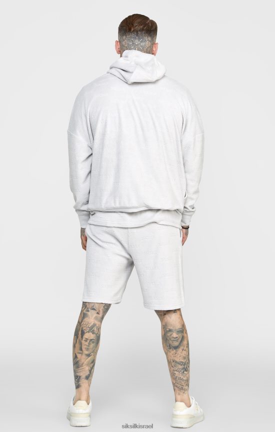 SikSilk לבוש 008V2F420 קפוצ'ון אוברסייז מגבת אפורה גברים