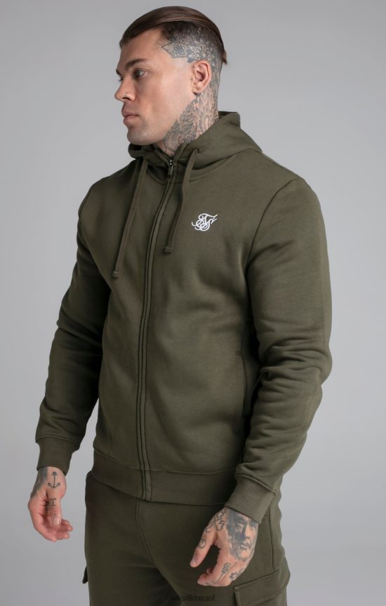 SikSilk לבוש 008V2F423 קפוצ'ון חיוני בחאקי עם רוכסן דרך משפך גברים