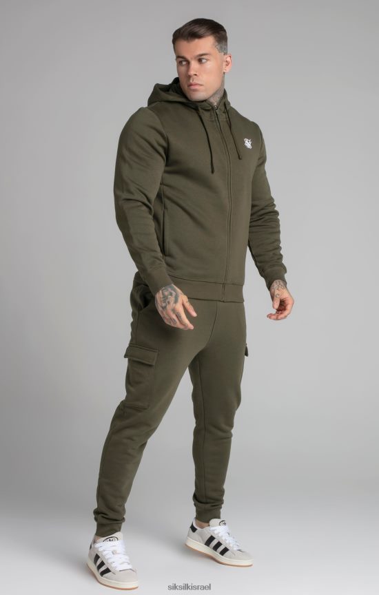 SikSilk לבוש 008V2F423 קפוצ'ון חיוני בחאקי עם רוכסן דרך משפך גברים