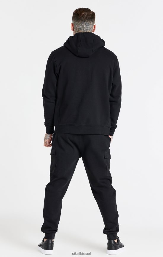 SikSilk לבוש 008V2F427 קפוצ'ון שחור חיוני עם רוכסן דרך משפך גברים