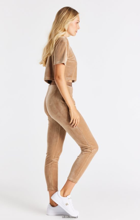 SikSilk לבוש 008V2F42 חולצת טריקו קצוצה קטיפה זהב נשים