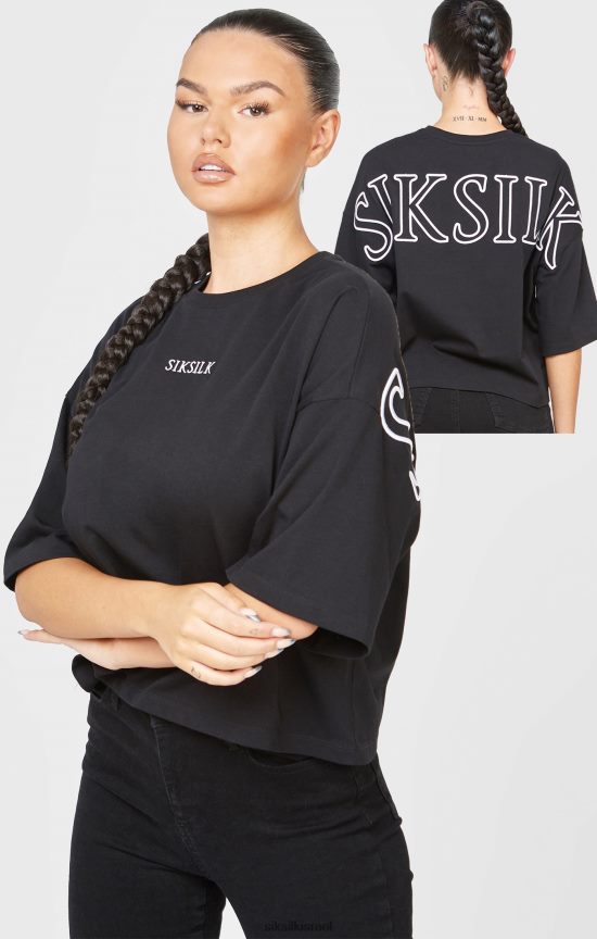 SikSilk לבוש 008V2F43 חולצת טריקו ממותגת שחורה נשים