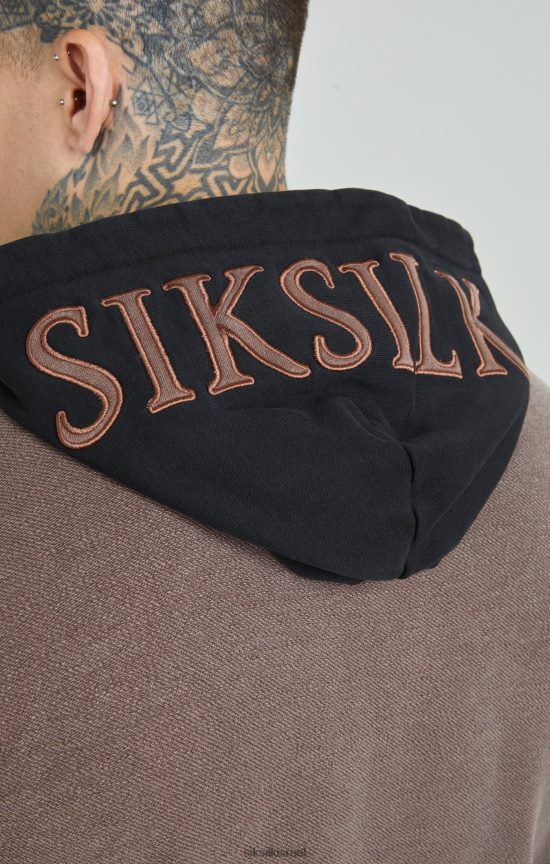 SikSilk לבוש 008V2F430 קפוצ'ון אוברסייז במשקל כבד במשקל כבד שטוף גברים