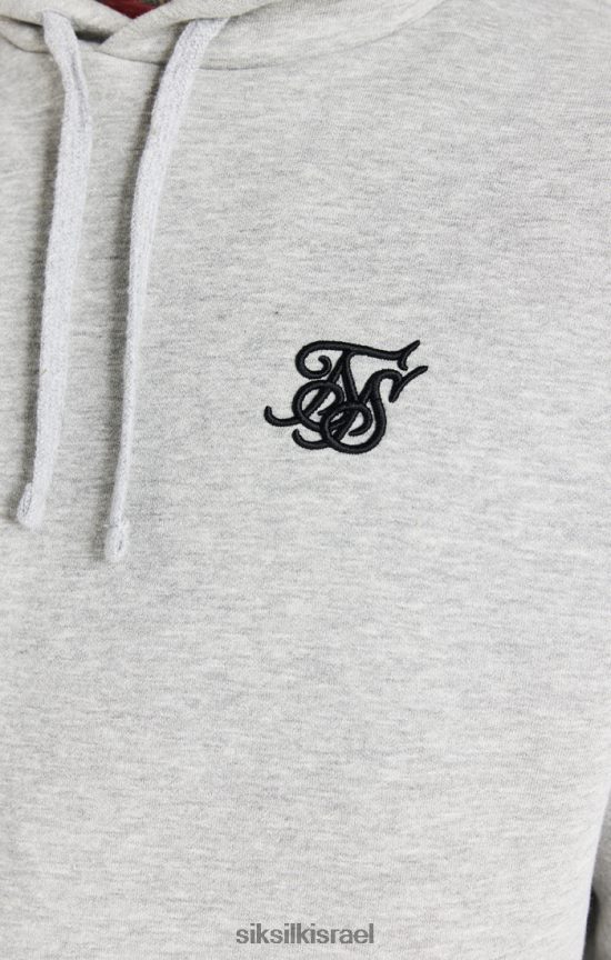 SikSilk לבוש 008V2F432 קפוצ'ון עליון חיוני בחוואר אפור גברים