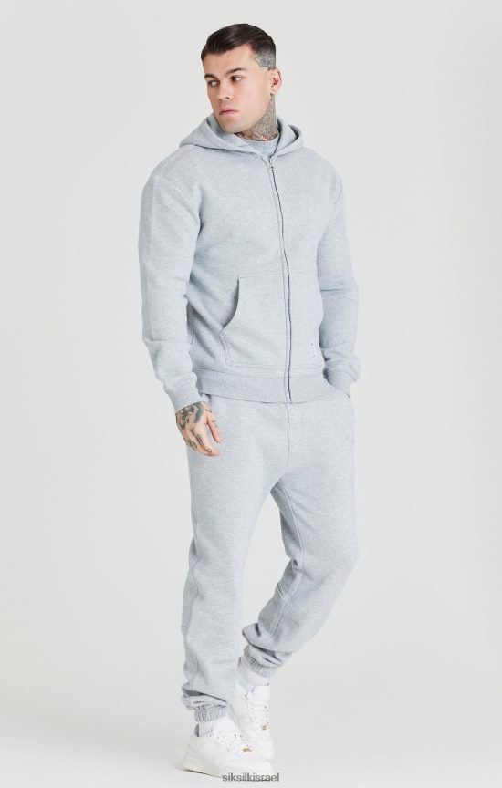 SikSilk לבוש 008V2F439 קפוצ'ון עם רוכסן בסיס אפור גברים