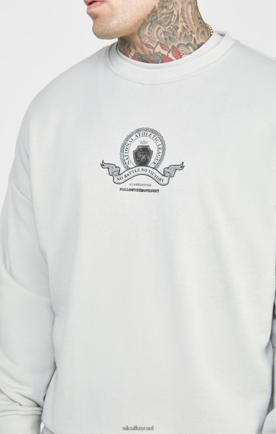 SikSilk לבוש 008V2F444 סווטשירט אפור באוניברסיטה גברים