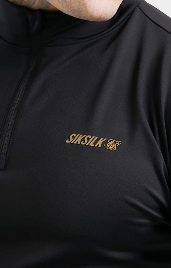 SikSilk לבוש 008V2F449 רוכסן ספורט שחור גברים