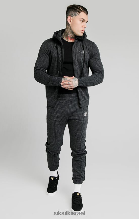 SikSilk לבוש 008V2F451 קפוצ'ון רוכסן זריזות בדיקת גוונים - אפור גברים