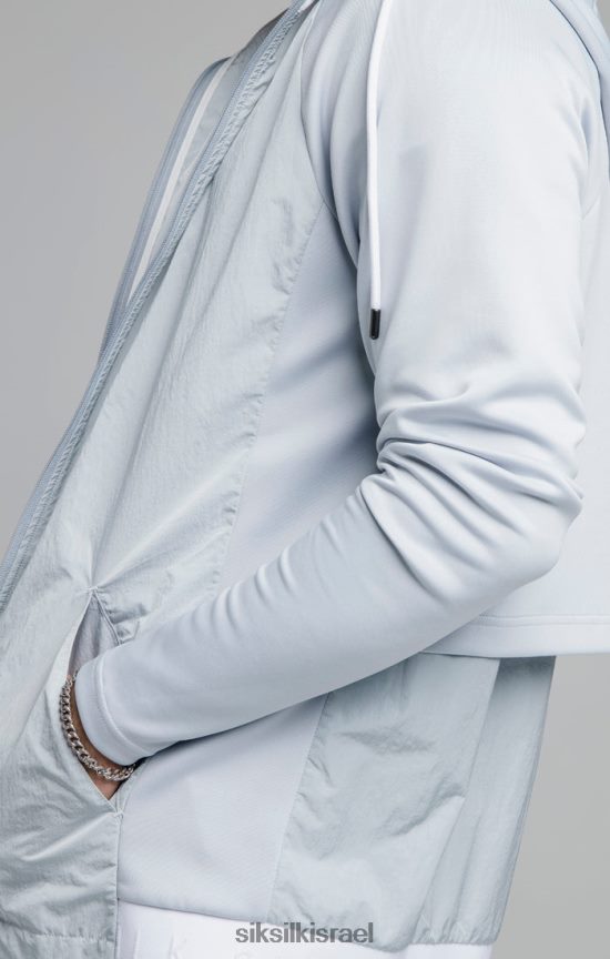 SikSilk לבוש 008V2F455 קפוצ'ון עם רוכסן דרך ניילון כתוש כחול גברים