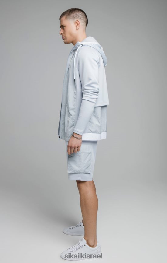 SikSilk לבוש 008V2F455 קפוצ'ון עם רוכסן דרך ניילון כתוש כחול גברים