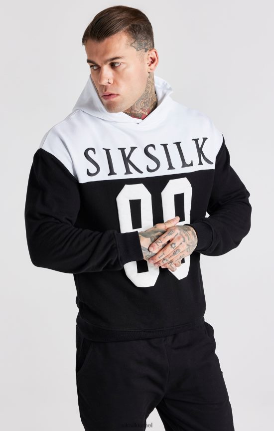 SikSilk לבוש 008V2F457 קפוצ'ון אוברסייז בהדפס רטרו שחור 89 גברים