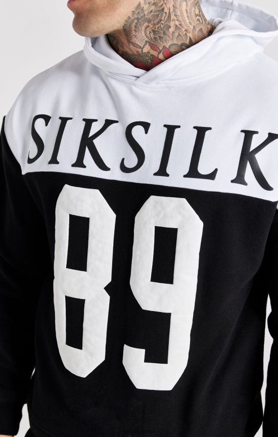 SikSilk לבוש 008V2F457 קפוצ'ון אוברסייז בהדפס רטרו שחור 89 גברים