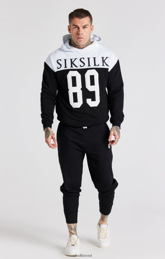 SikSilk לבוש 008V2F457 קפוצ'ון אוברסייז בהדפס רטרו שחור 89 גברים