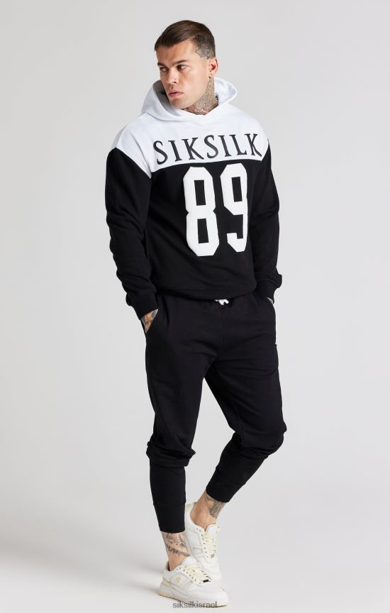 SikSilk לבוש 008V2F457 קפוצ'ון אוברסייז בהדפס רטרו שחור 89 גברים