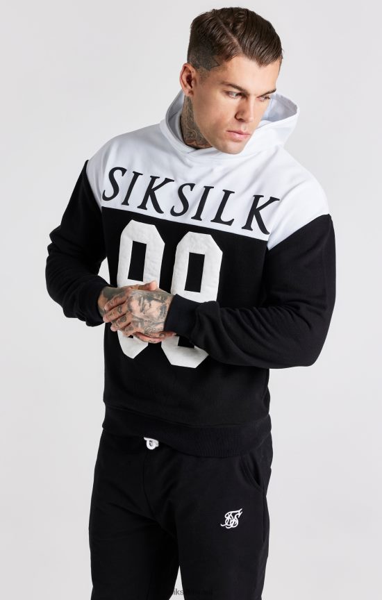 SikSilk לבוש 008V2F457 קפוצ'ון אוברסייז בהדפס רטרו שחור 89 גברים