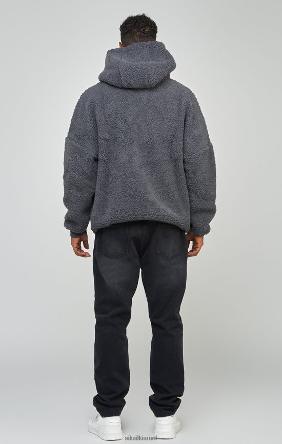 SikSilk לבוש 008V2F458 פחם borg 89 אפליקציית קפוצ'ון עילי גברים