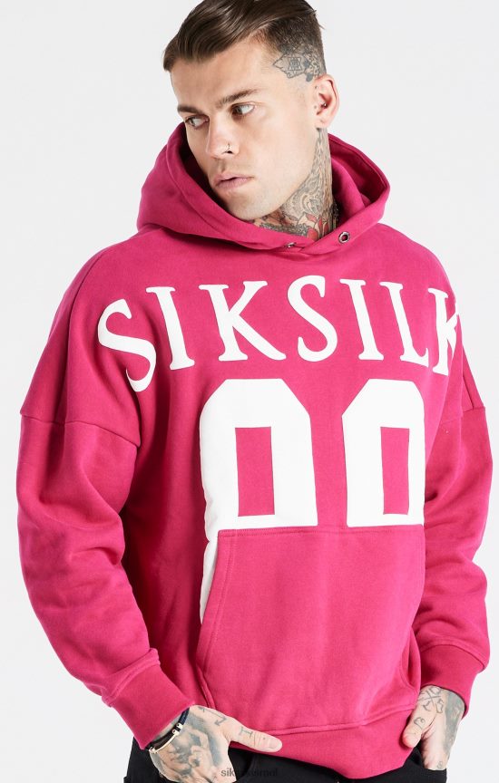 SikSilk לבוש 008V2F459 קפוצ'ון עילי ורוד בכושר נינוח גברים