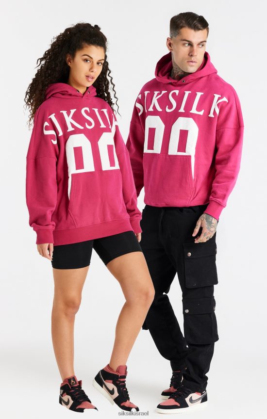 SikSilk לבוש 008V2F459 קפוצ'ון עילי ורוד בכושר נינוח גברים