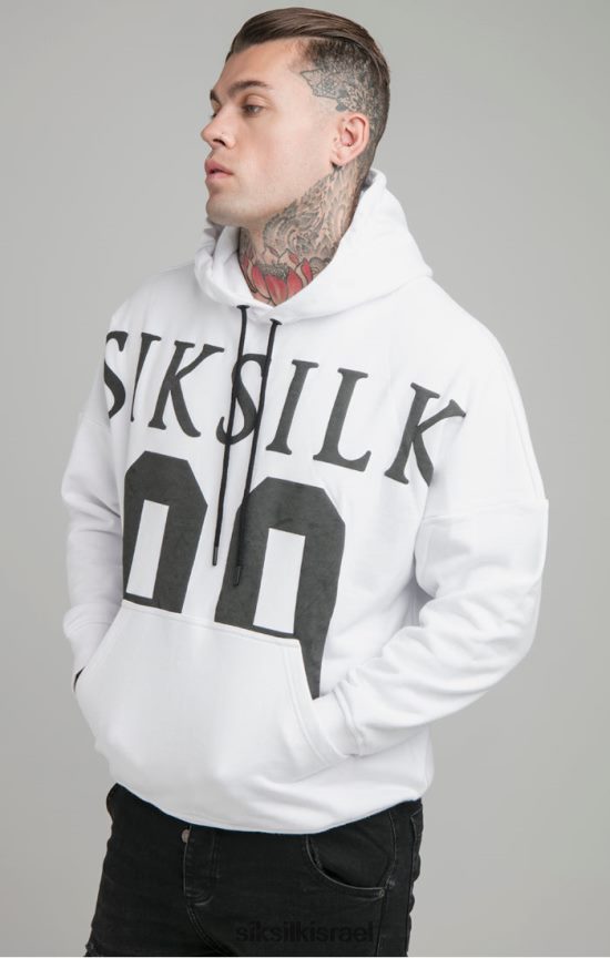 SikSilk לבוש 008V2F460 קפוצ'ון בהתאמה רגועה לכתף לבנה גברים