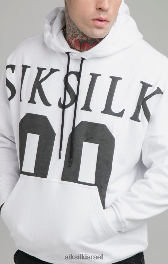 SikSilk לבוש 008V2F460 קפוצ'ון בהתאמה רגועה לכתף לבנה גברים