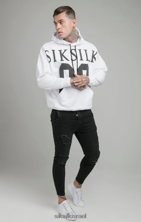 SikSilk לבוש 008V2F460 קפוצ'ון בהתאמה רגועה לכתף לבנה גברים