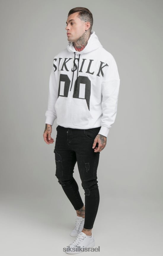 SikSilk לבוש 008V2F460 קפוצ'ון בהתאמה רגועה לכתף לבנה גברים
